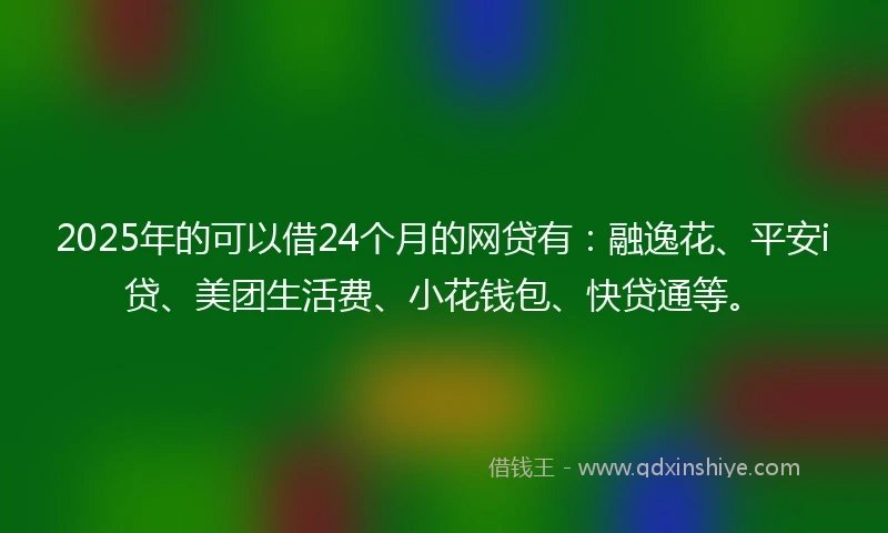 2025年的可以借24个月的网贷有：融逸花、平安i贷、美团生活费、小花钱包、快贷通等。