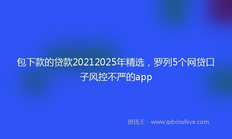 包下款的贷款20212025年精选，罗列5个网贷口子风控不严的app