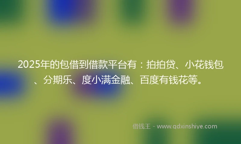 2025年的包借到借款平台有：拍拍贷、小花钱包、分期乐、度小满金融、百度有钱花等。