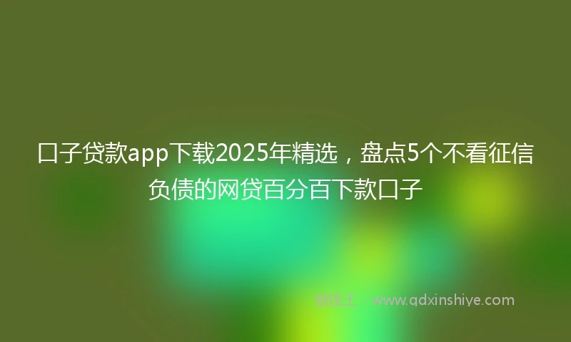 口子贷款app下载2025年精选，盘点5个不看征信负债的网贷百分百下款口子