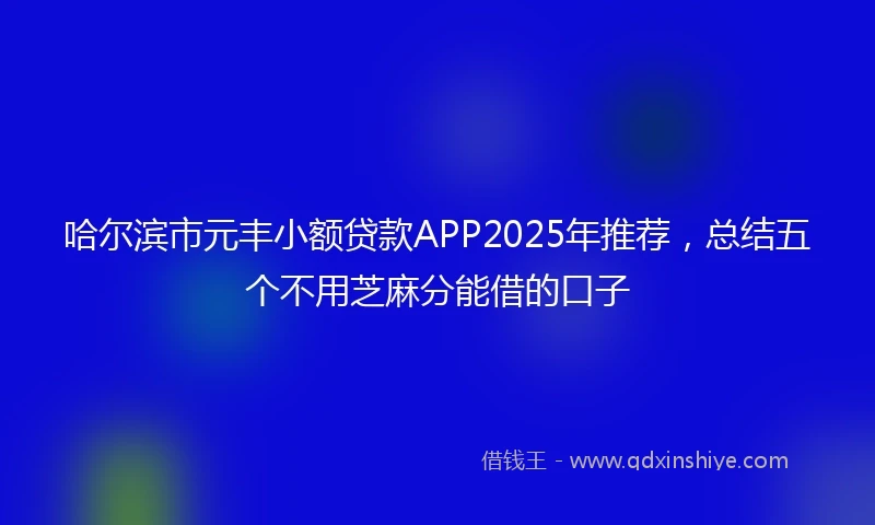 哈尔滨市元丰小额贷款APP2025年推荐，总结五个不用芝麻分能借的口子