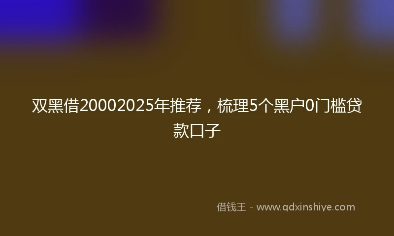双黑借20002025年推荐,梳理5个黑户0门槛贷款口子