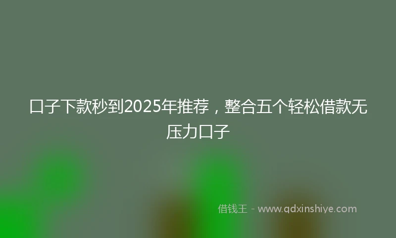 口子下款秒到2025年推荐,整合五个轻松借款无压力口子