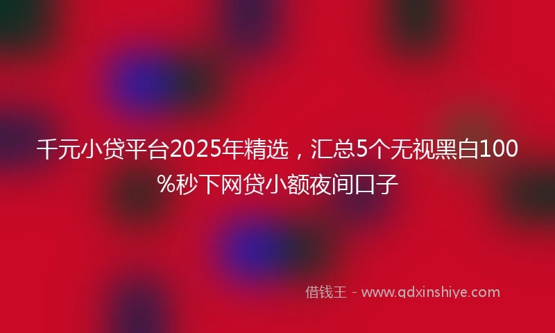 千元小贷平台2025年精选，汇总5个无视黑白100%秒下网贷小额夜间口子