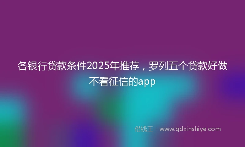 各银行贷款条件2025年推荐，罗列五个贷款好做不看征信的app