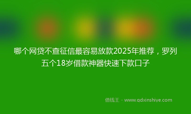 哪个网贷不查征信最容易放款2025年推荐，罗列五个18岁借款神器快速下款口子