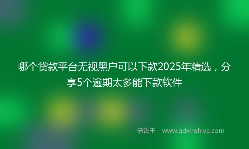 哪个贷款平台无视黑户可以下款2025年精选，分享5个逾期太多能下款软件