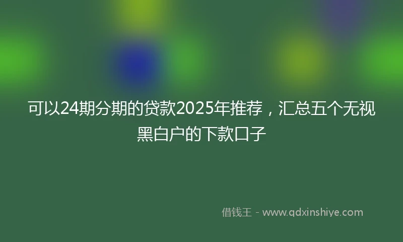 可以24期分期的贷款2025年推荐，汇总五个无视黑白户的下款口子