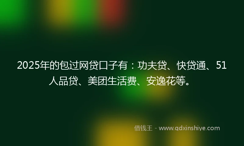 2025年的包过网贷口子有：功夫贷、快贷通、51人品贷、美团生活费、安逸花等。