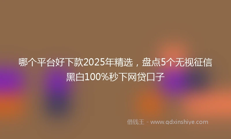 哪个平台好下款2025年精选，盘点5个无视征信黑白100%秒下网贷口子