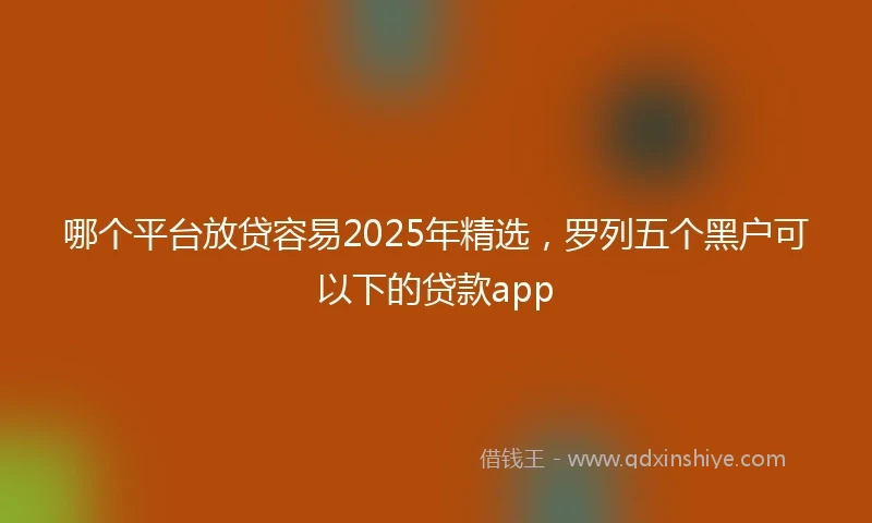 哪个平台放贷容易2025年精选，罗列五个黑户可以下的贷款app