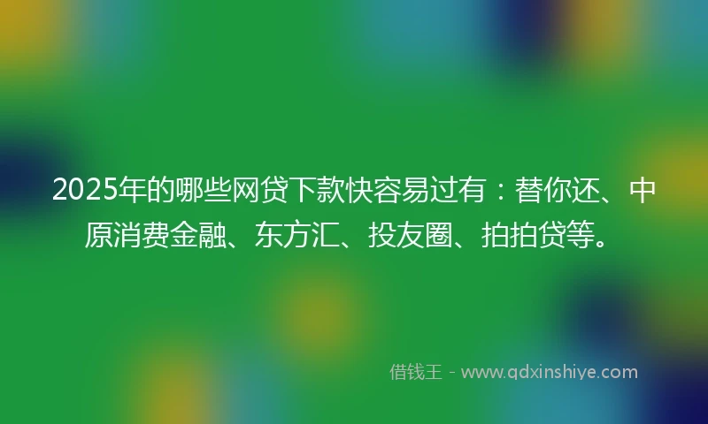 2025年的哪些网贷下款快容易过有：替你还、中原消费金融、东方汇、投友圈、拍拍贷等。
