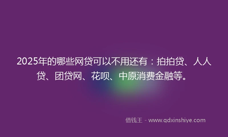 2025年的哪些网贷可以不用还有：拍拍贷、人人贷、团贷网、花呗、中原消费金融等。
