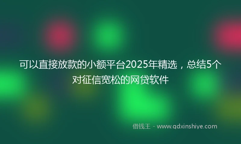 可以直接放款的小额平台2025年精选，总结5个对征信宽松的网贷软件