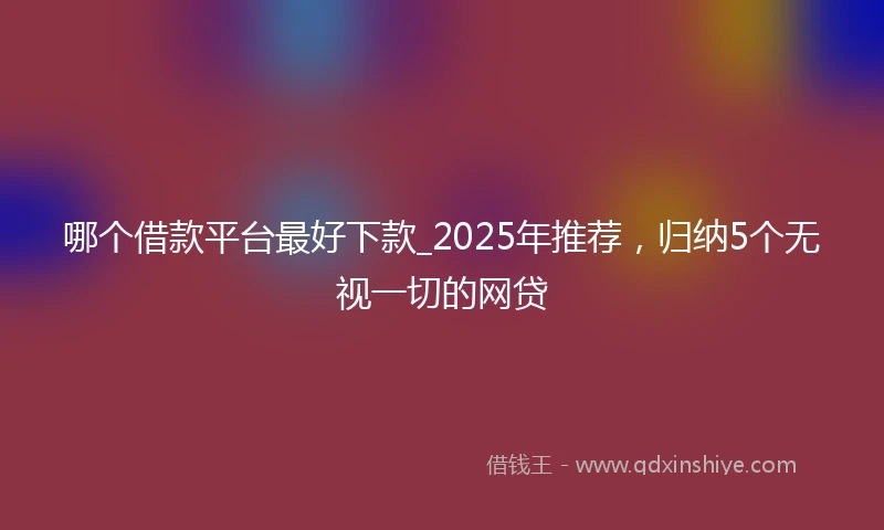 哪个借款平台最好下款_2025年推荐，归纳5个无视一切的网贷