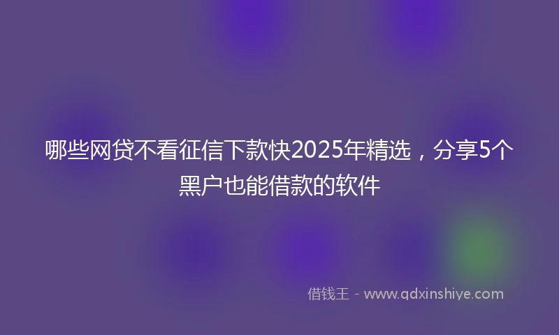 哪些网贷不看征信下款快2025年精选，分享5个黑户也能借款的软件