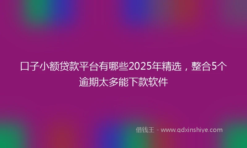 口子小额贷款平台有哪些2025年精选，整合5个逾期太多能下款软件
