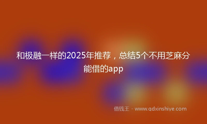 和极融一样的2025年推荐，总结5个不用芝麻分能借的app