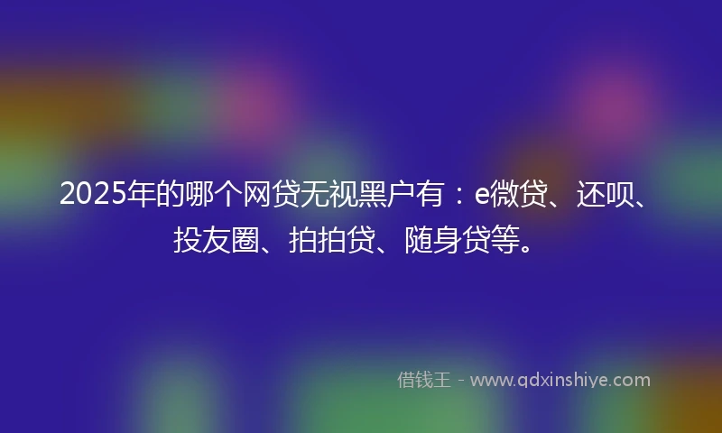 2025年的哪个网贷无视黑户有：e微贷、还呗、投友圈、拍拍贷、随身贷等。