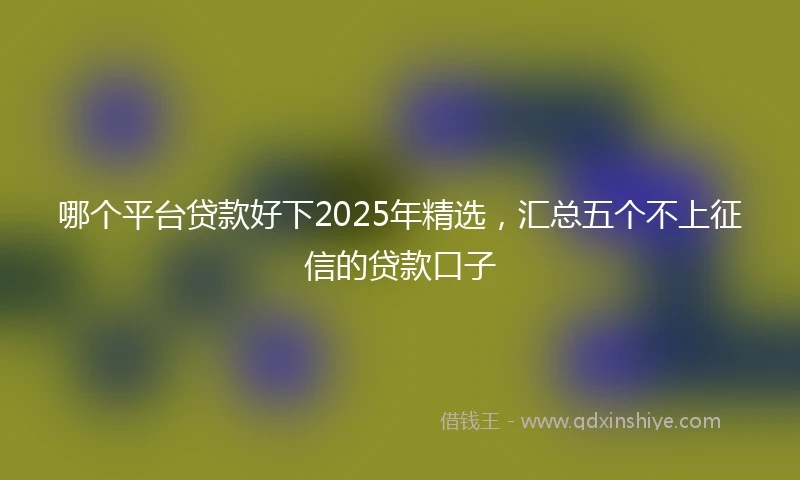 哪个平台贷款好下2025年精选，汇总五个不上征信的贷款口子
