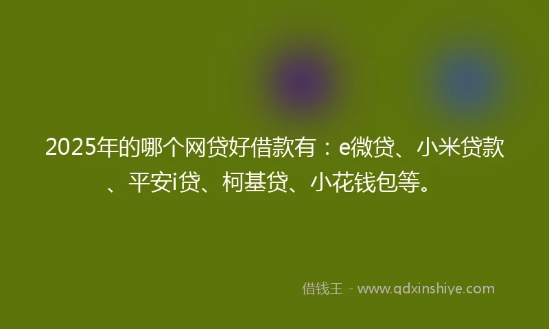 2025年的哪个网贷好借款有：e微贷、小米贷款、平安i贷、柯基贷、小花钱包等。