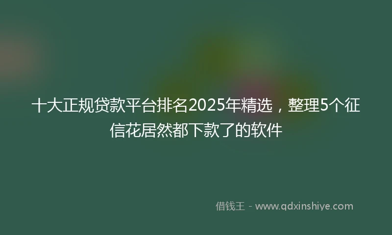 十大正规贷款平台排名2025年精选，整理5个征信花居然都下款了的软件