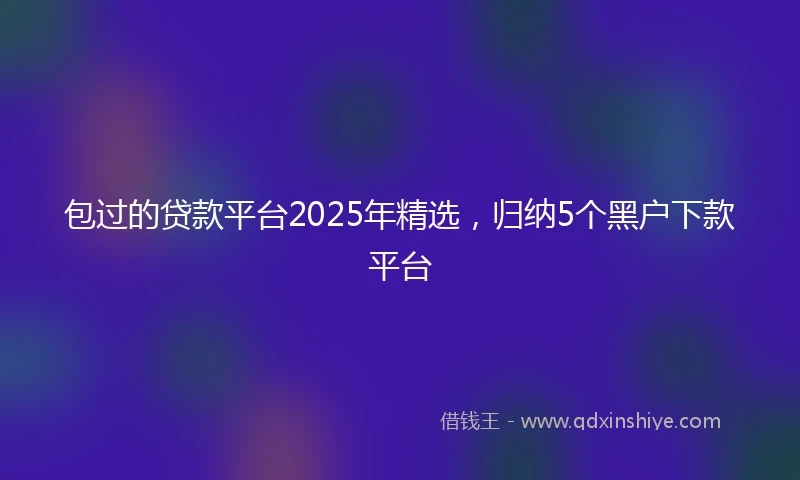 包过的贷款平台2025年精选，归纳5个黑户下款平台