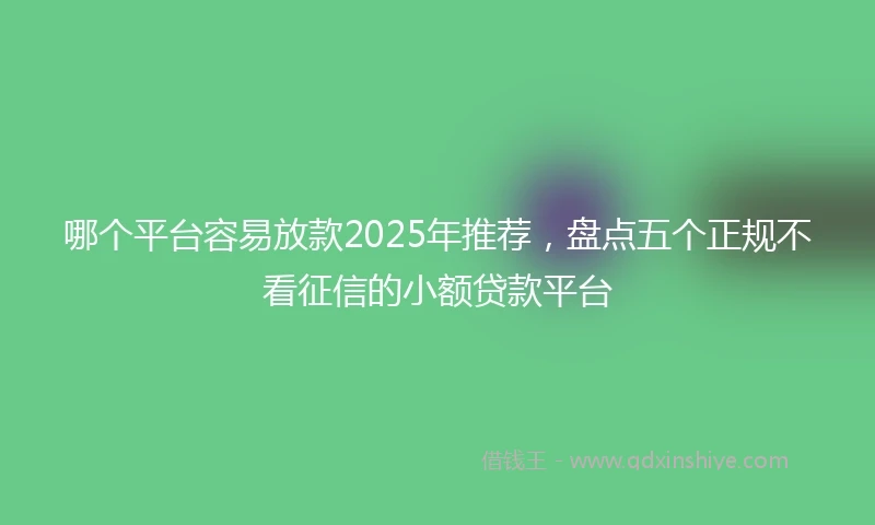 哪个平台容易放款2025年推荐，盘点五个正规不看征信的小额贷款平台