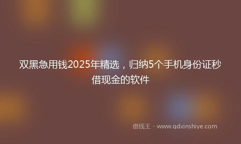 双黑急用钱2025年精选，归纳5个手机身份证秒借现金的软件