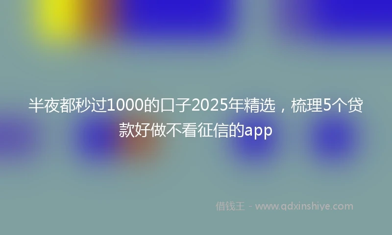 半夜都秒过1000的口子2025年精选，梳理5个贷款好做不看征信的app