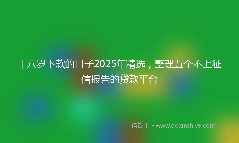 十八岁下款的口子2025年精选，整理五个不上征信报告的贷款平台