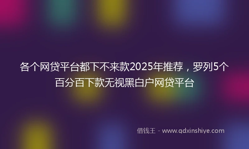 各个网贷平台都下不来款2025年推荐,罗列5个百分百下款无视黑白户网贷平台