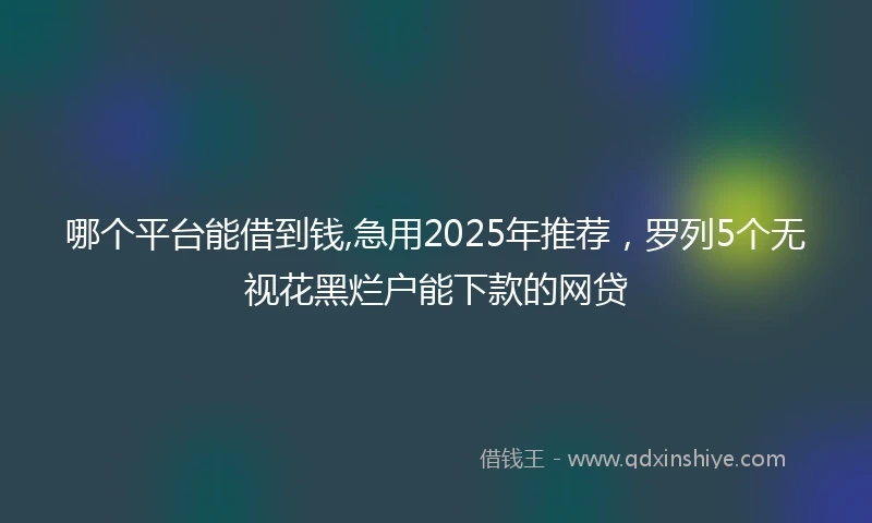 哪个平台能借到钱,急用2025年推荐,罗列5个无视花黑烂户能下款的网贷
