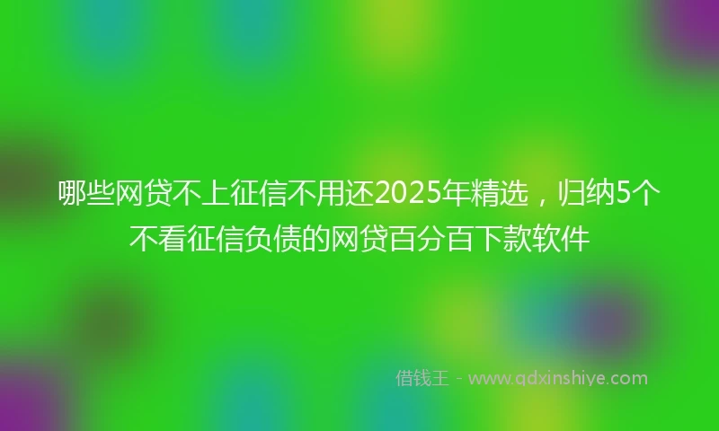 哪些网贷不上征信不用还2025年精选，归纳5个不看征信负债的网贷百分百下款软件