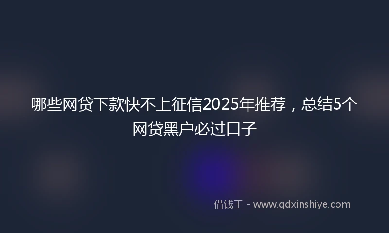 哪些网贷下款快不上征信2025年推荐，总结5个网贷黑户必过口子