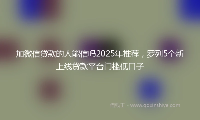 加微信贷款的人能信吗2025年推荐，罗列5个新上线贷款平台门槛低口子
