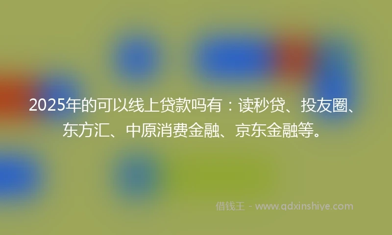2025年的可以线上贷款吗有:读秒贷、投友圈、东方汇、中原消费金融、京东金融等。