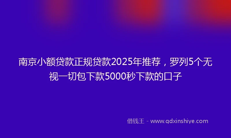 南京小额贷款正规贷款2025年推荐，罗列5个无视一切包下款5000秒下款的口子