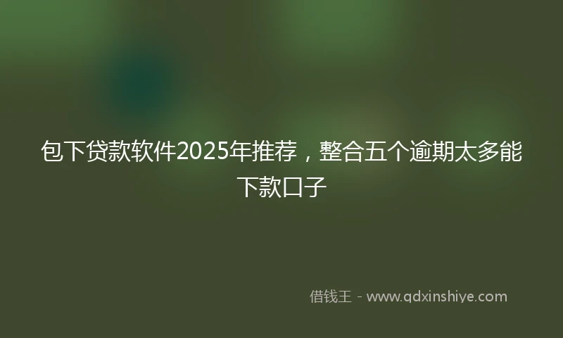 包下贷款软件2025年推荐，整合五个逾期太多能下款口子