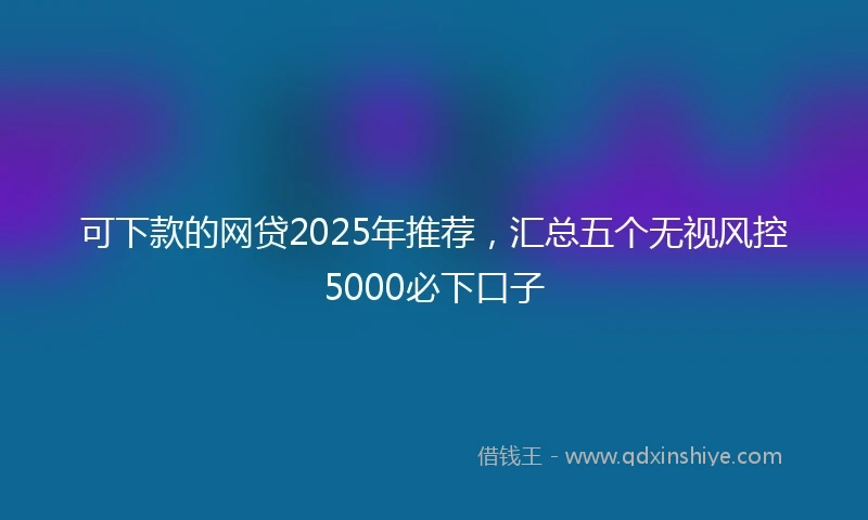 可下款的网贷2025年推荐，汇总五个无视风控5000必下口子
