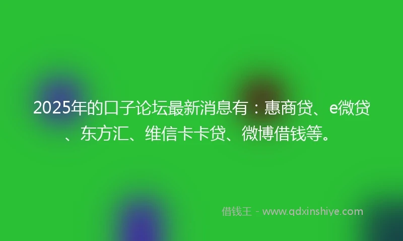 2025年的口子论坛最新消息有：惠商贷、e微贷、东方汇、维信卡卡贷、微博借钱等。