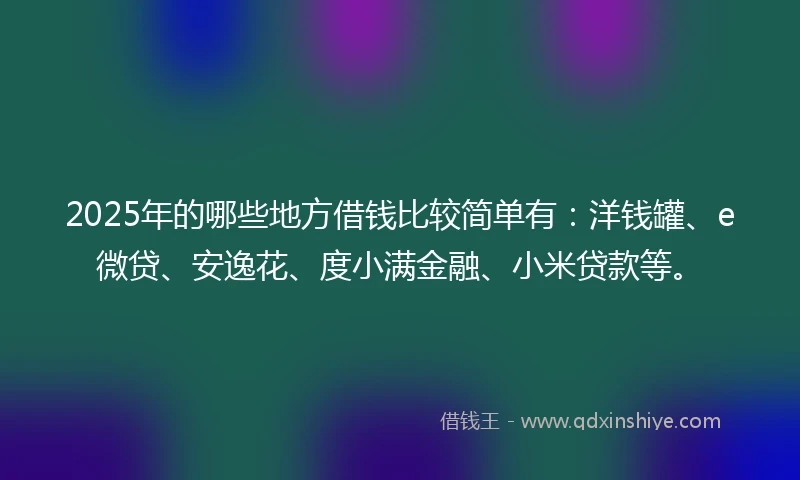 2025年的哪些地方借钱比较简单有：洋钱罐、e微贷、安逸花、度小满金融、小米贷款等。