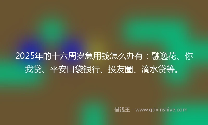 2025年的十六周岁急用钱怎么办有：融逸花、你我贷、平安口袋银行、投友圈、滴水贷等。