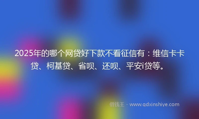 2025年的哪个网贷好下款不看征信有：维信卡卡贷、柯基贷、省呗、还呗、平安i贷等。
