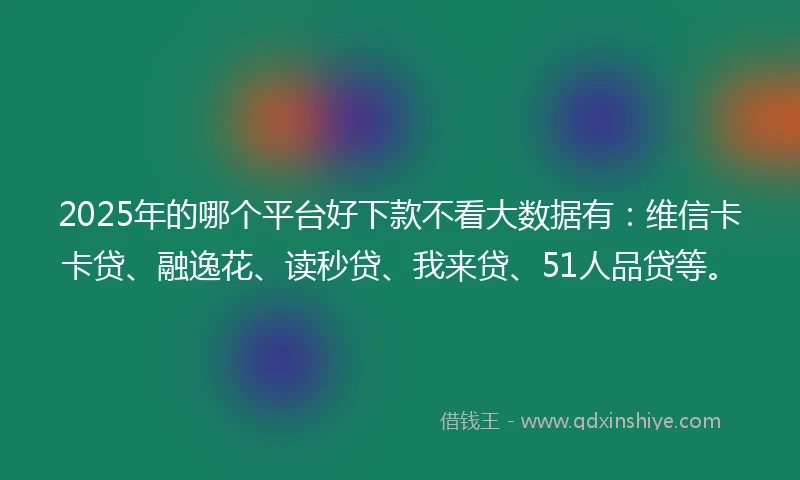 2025年的哪个平台好下款不看大数据有：维信卡卡贷、融逸花、读秒贷、我来贷、51人品贷等。