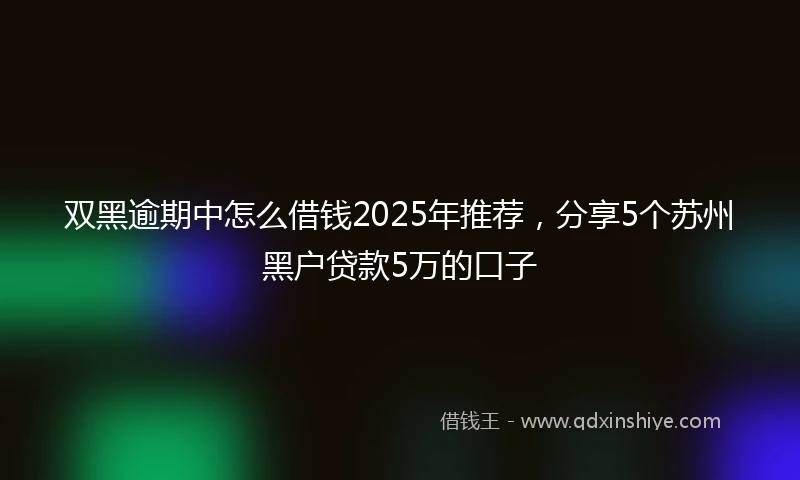 双黑逾期中怎么借钱2025年推荐，分享5个苏州黑户贷款5万的口子