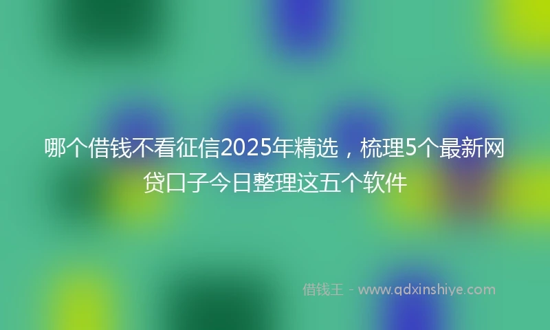 哪个借钱不看征信2025年精选，梳理5个最新网贷口子今日整理这五个软件