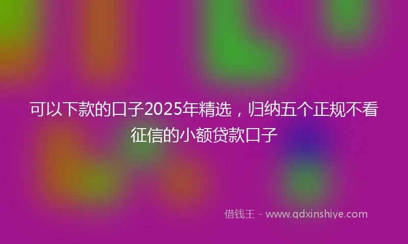 可以下款的口子2025年精选，归纳五个正规不看征信的小额贷款口子