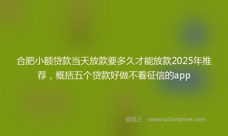 合肥小额贷款当天放款要多久才能放款2025年推荐，概括五个贷款好做不看征信的app