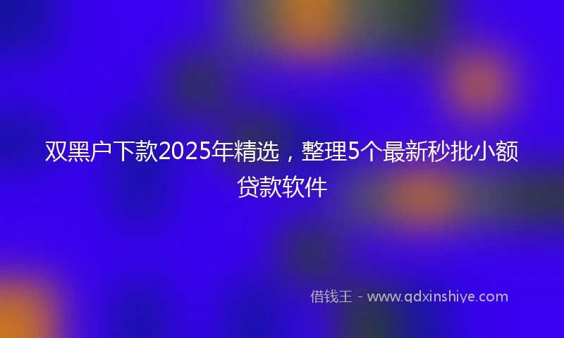 双黑户下款2025年精选，整理5个最新秒批小额贷款软件